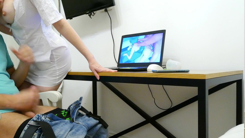 Nimfomanhub: The kind nurse milked the prostate. The patient cum and...