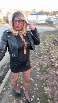 Sexy Crossdresser Kellycd2022 in Black Dress Tan Pantyhose and Fishnet Stockings