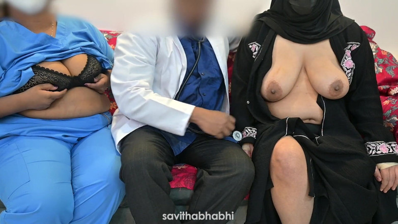 savithabhabhi: Doctorul își satisface pula cu o asistentă și o doamnă musulmană pacientă