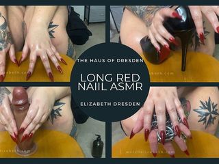 The Haus Of Dresden: Милфа-толстушка с длинными красными ногтями, ручной фетиш ASMR на каблуках и цепочки