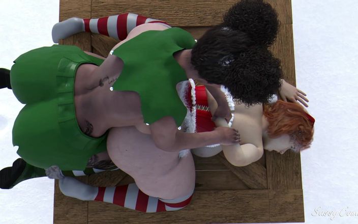 Sassy Comics Trans: Le père Noël surprend Futa Elf en train de baiser...