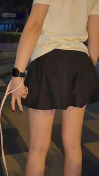 Caged Sissy with Anal Toy Walking the Cat