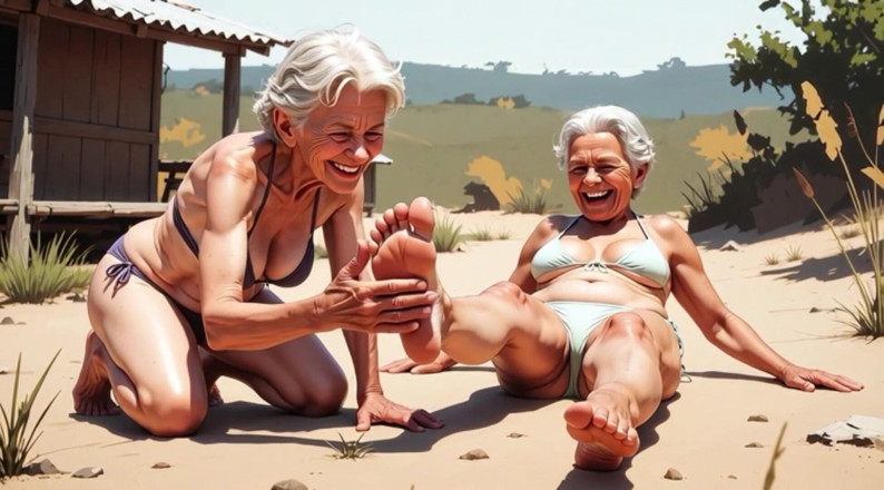 YOUR BEST FANTASY: Two Skinny 90 Year Old Grannies - One Licks the Other's Feet...