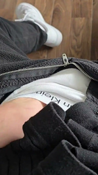 Lunch Break - Hot Stepdaddy Rubs His Fat Cock Through White Calvin Klein
