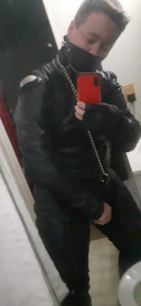 Leather Biker Jerking off in Leather Suit