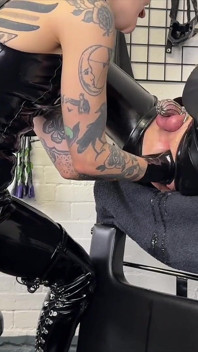 Anal Traning the Rubber Gimp on the Gyn Chair