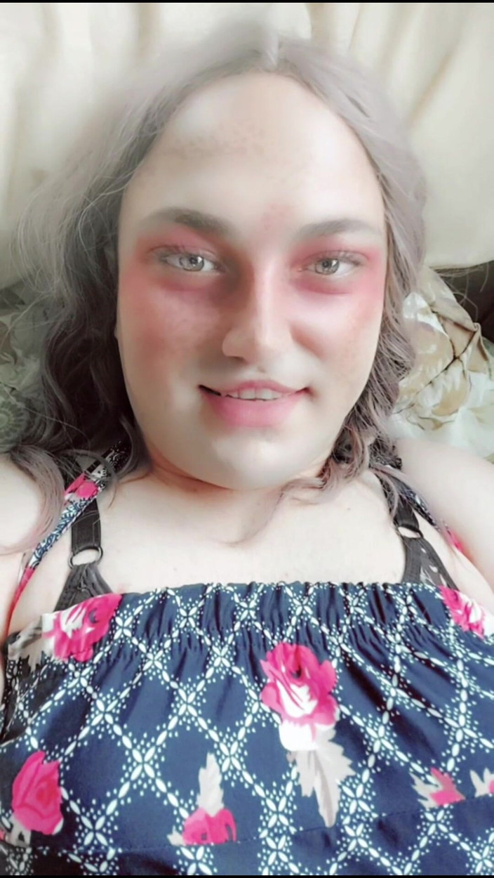 Kitty_Cross: Face Spanking Sissy Cute Crossdresser Slut White Big Natural Boobs...
