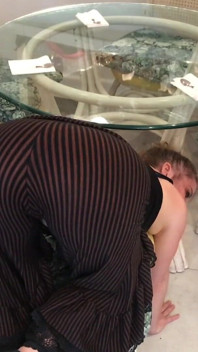 Stepmom stuck under the table