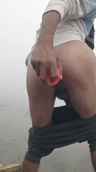 Horny Young Boy Fuck Ass with Toy Inside Pond