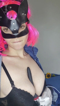 Listen to My Moans with My Kitty Mask and Natural Tits