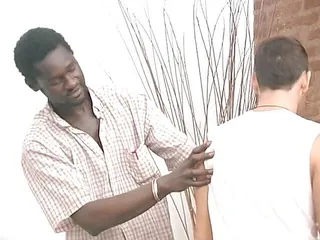Bareback TV: Skinny white boy fucks black cock
