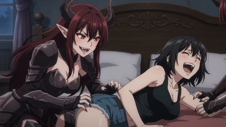Super Paradine: Succubus bir kızı gıdıklıyor.