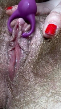 New Toy Testing Big Clit Orgasm Hairy Pussy