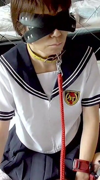 Mayu No63, deepthroat, pakaian sailor seluar dalam berjalur, ekor dubur