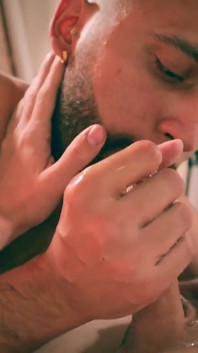 Camilo Brown Giving Cute Twink Emmanuel Kokichi a Sloppy Deepthroat Blowjob and Swallowing His Cum Load