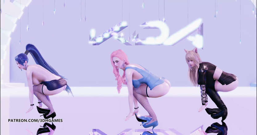 3D-Hentai Games: Stellar - Vibrato Ahri Seraphine Kaisa เต้นยั่ว KDA League of Legends เต้นเกาหลีเซ็กซี่สุดเงี่ยน 4K 60FPS