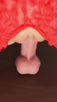 Une MILF En Rouge Chevauche Un Gros Gode Jusqu’à L’orgasme