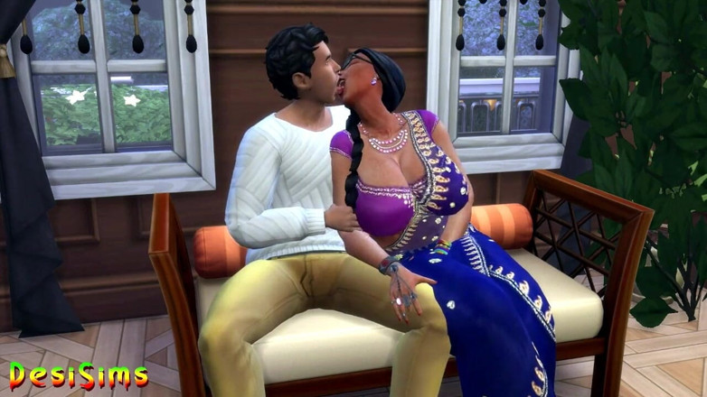 Desi Sims: Engelsk version - Desi mallu saree moster otrogen med en pojke -...