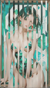 Nude Silhouette in Emerald Geometry