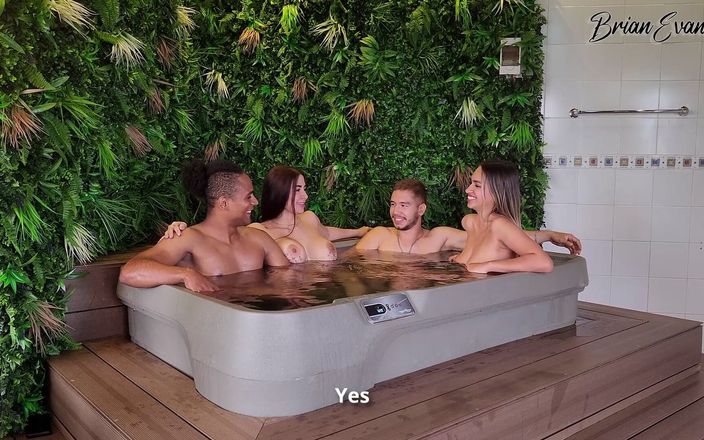 Brian Evansx: 按摩浴缸里的性爱，换妻癖，拉丁女郎，戴绿帽子和大奶子