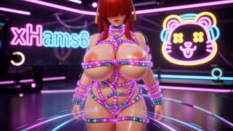 Stories&Anime: 3D Shermie Kof Glowing Shibari Bondage - Electronic Ropes Fuck Her...