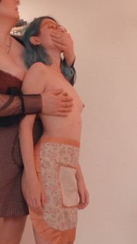 Stepmom Quietly Fucks and Whispers Orders to Her Shy Stepdaughter While Guests Partying in the Next Room... Secret Kitchen Sex