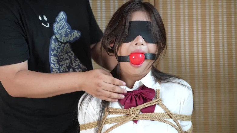 Aisan girl bondage: Xr46- Student Uniform and Mouthball Bondage
