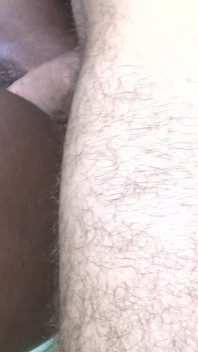 Black Hairy Pussy Fucked and Filled by a Big White Cock and a Sticky Load of Semen