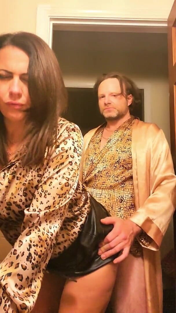 Satin Fetish King: Shiny gold sensual satin blow and fuck with brunette mature