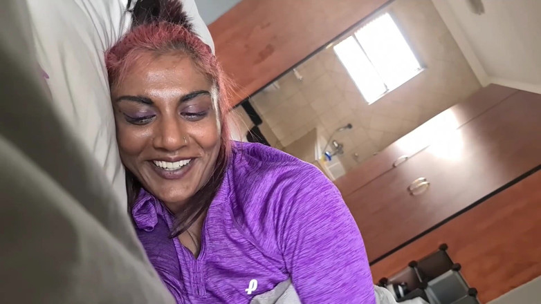 domslutfucker: POV Dirty Talking Desi Slut Bedroom Dildo Sucking and Fucking