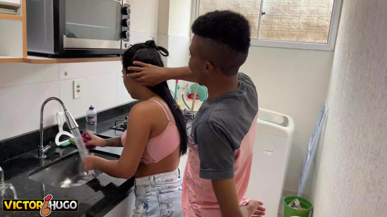 VictorHugo: Enjoying my wife in the kitchen