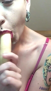 Red Lipped Banana Blowjob