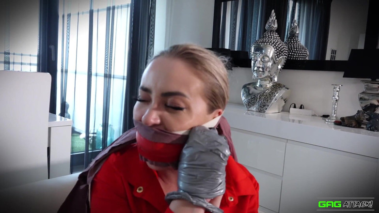 Gag Attack: Aubrey - frogtied and tape gagged