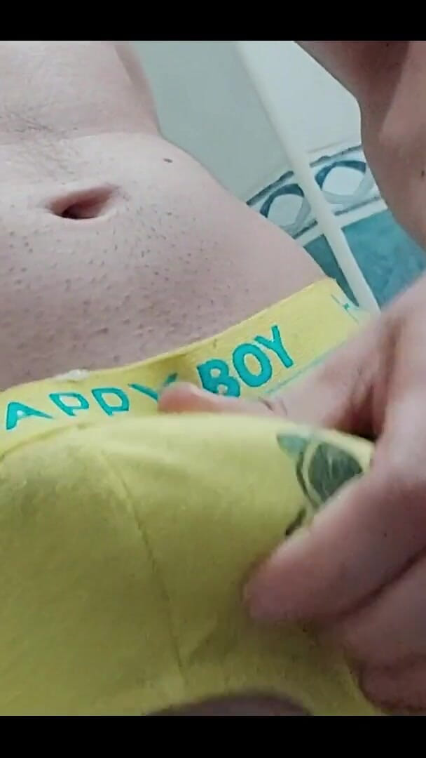 Cumming in my yellow underwear! (The college boy)
