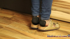 KimisWorld: Golden Mules & Black Nylons - Sensual Shoe Removal