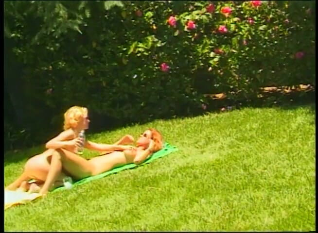 VOP Porno: Dos lesbianas en placer al aire libre con el vibrador
