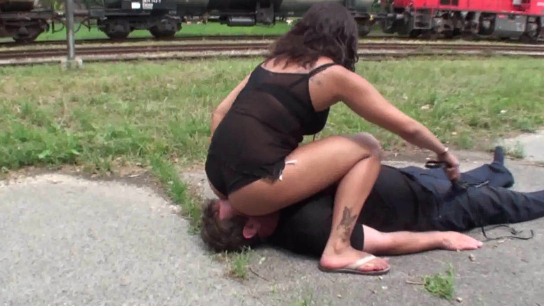 Femdom Austria: She uses his face as a place to sit on