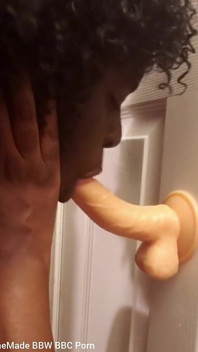 Blowjob Practice Sucking Mounted Dildo