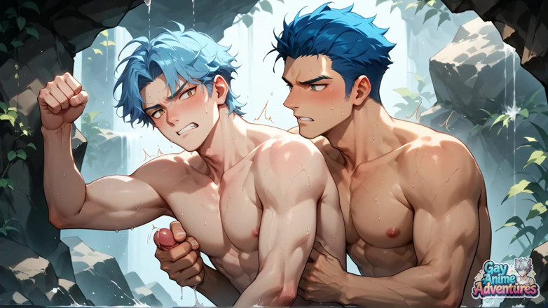 Gay Anime Adventures: Cuộc hoan lạc tập thể cơ bắp tóc xanh trong...