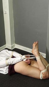 Cheating Schoolgirl Stripped and Hogtied Mila Is Spread Open on the Floor (1080p)