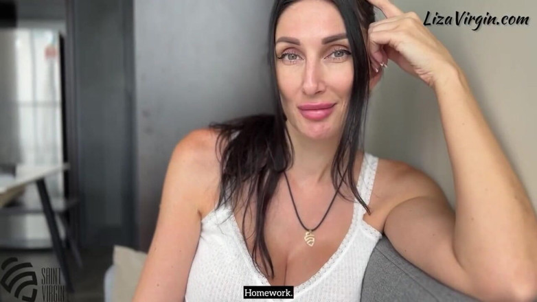 LizaVirgin: Stepmom Got Cum on Her Tits From Stepson