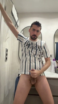 Hot Stepdaddy Wanking off in Public Bathroom