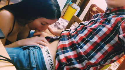 The amateur teenagers: Hot Babe Is Sucking Boyfriend's Dick While He's Playing Video...