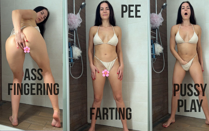 Princess Monica: Masturbacja i orgazm w bikini, siusiu, pierdzenia, palcowania dupka, brudna...