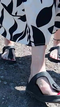 Barefoot in Birkenstocks in Nature