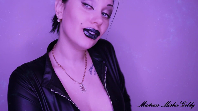 Goddess Misha Goldy: Glanzende zwarte lippen krijgen totale controle over je! Betoverende Joi