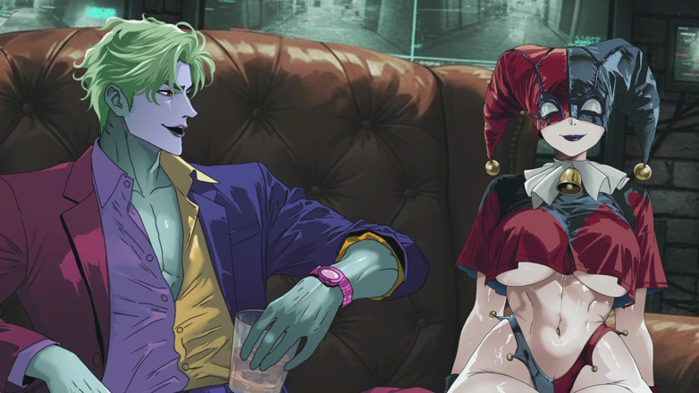 Morning Cock Animation: Harley Quinn pieprzy i ssie Jokera. Gotycka historia kryminalna