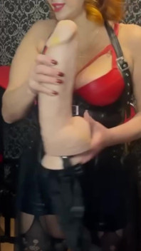 Mistress with Huge Dildo for Sissy Slave