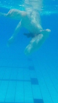 Indoor Public Pool Solo Uncut Nude Fit Man Swimming