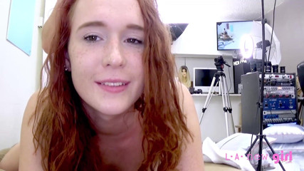 L.A. New Girl: Freckled redhead amateur fucks thick cock for a big cumshot...